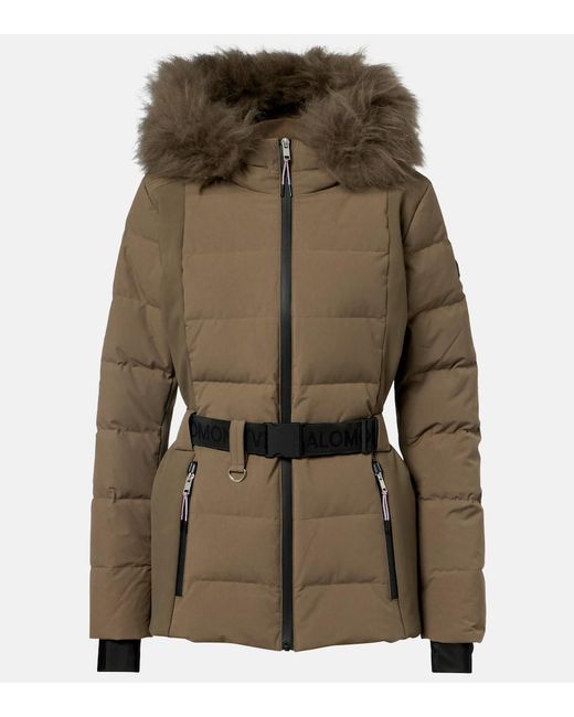 Yves Salomon Green Doudoune 64Cm Belted Down Jacket