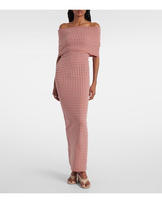 Alaïa Red Vichy Knit Dress