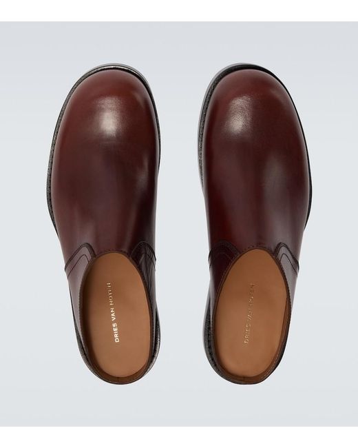 Dries Van Noten Brown Leather Mules for men