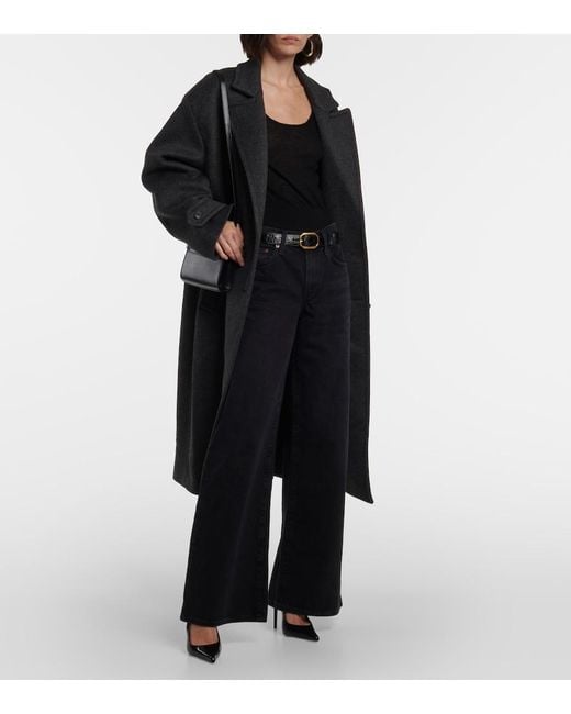 Agolde Black Clara Low-Rise Wide-Leg Jeans