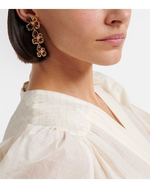 Zimmermann Metallic Bloom Large Embellished Drop Earrings