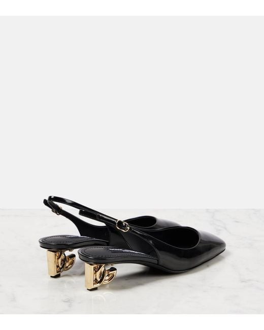 Dolce & Gabbana Black Jackie Dg 40 Patent Leather Slingback Pumps