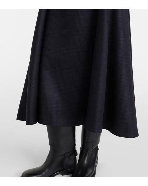 Burberry Black Prince Of Wales Check Wool Midi Dress