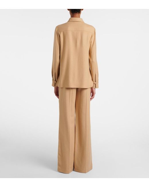 Gabriela Hearst Natural Rhein High-Rise Wool Flared Pants