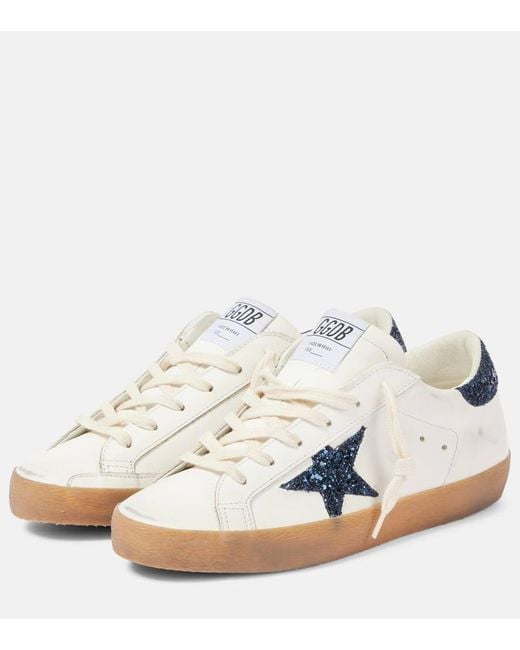 Golden Goose Deluxe Brand White Sneakers Super-Star Aus Leder Mit Glitter