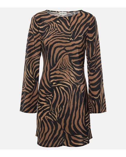 Rixo Brown Ridley Printed Silk Minidress