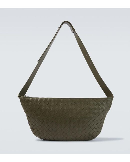 Bottega Veneta Green Intrecciato Leather Crossbody Bag for men