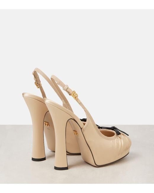 Dolce & Gabbana Natural Vally Satin Platform Slingback Pumps