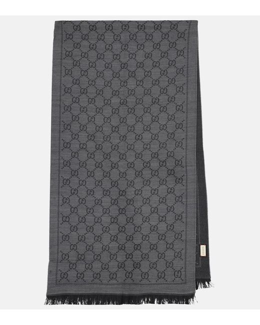Gucci Gray Gg Motiv Wollschal