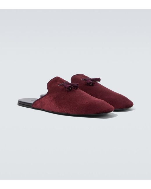 Gucci Red Tasseled Velvet Mules for men