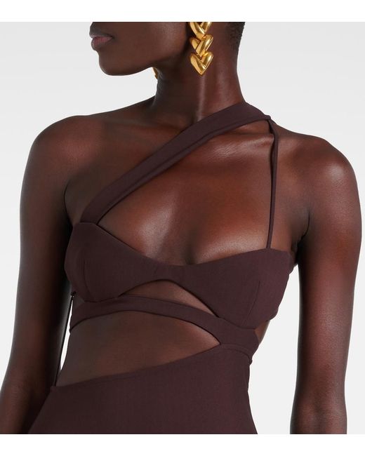 Nensi Dojaka Purple Asymmetric Silk Midi Dress