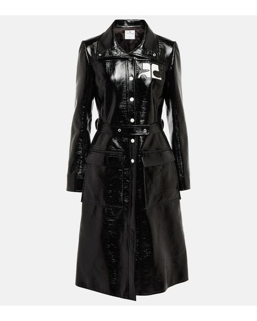 Courreges Black Logo Cotton-Blend Trench Coat