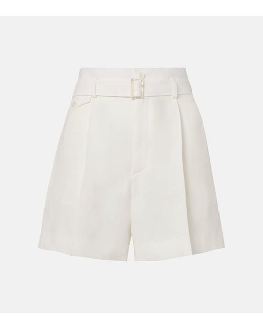 Ralph Lauren White Denise Belted Linen Shorts