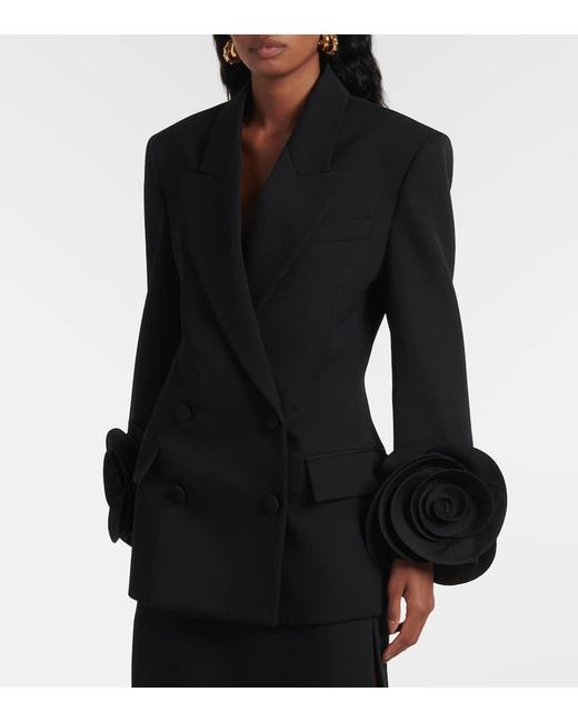 Blazer De Grisalla De Lana Virgen Con Apliques Valentino de color Black