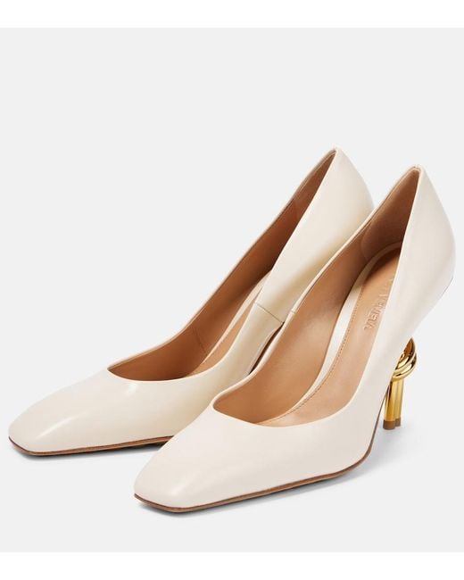 Bottega Veneta White Knot Leather Pumps
