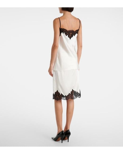 Stella McCartney White Sleeveless Lace Satin Top