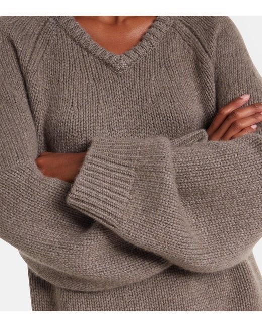 Lisa Yang Brown Oversize-Pullover Oia Aus Kaschmir