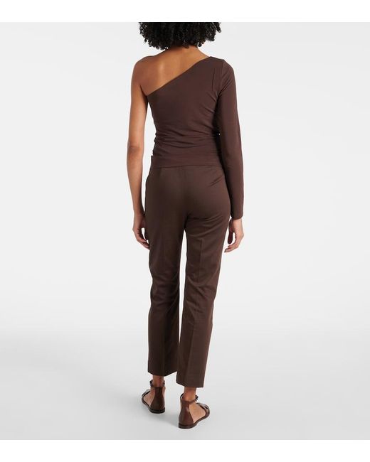 Max Mara Brown Spluga One-Shoulder Top