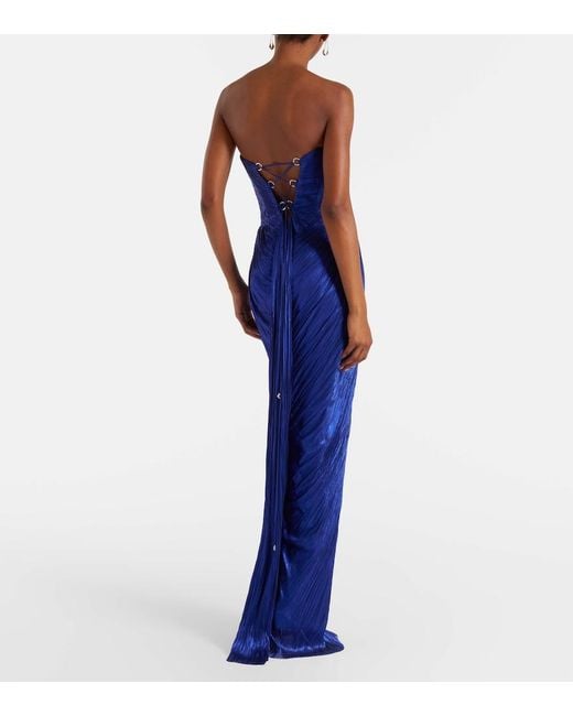 Maria Lucia Hohan Blue Stephanie Silk Tulle Bustier Gown