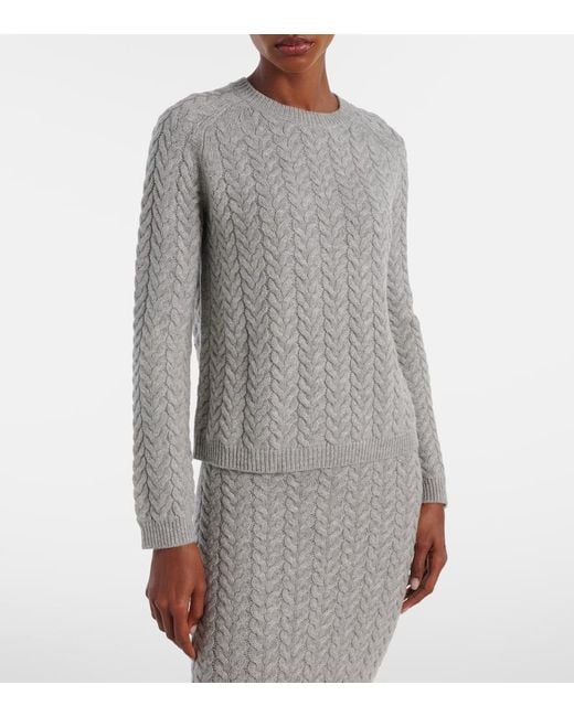 Max Mara Gray Cable-Knit Wool And Cashmere Sweater
