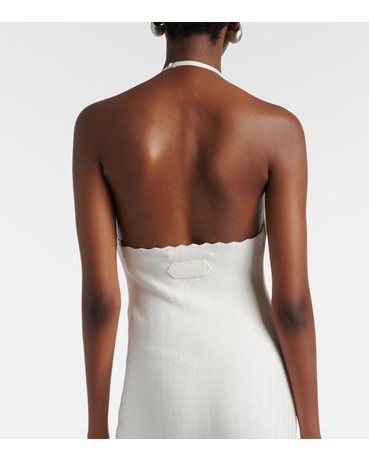 Jacquemus White Tablier Knitted Midi Dress