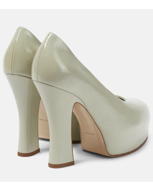 Burberry Green 130 Leather Platform Pumps