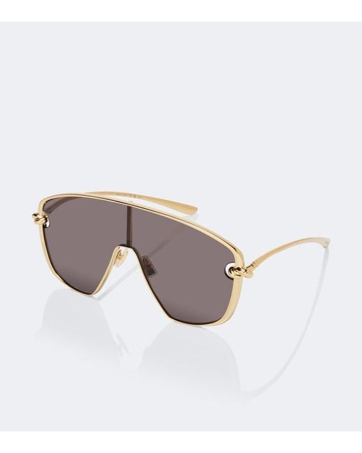 Bottega Veneta Brown Knot Shield Sunglasses