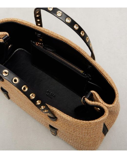 Alaïa Natural Mina 25 Medium Woven Tote Bag
