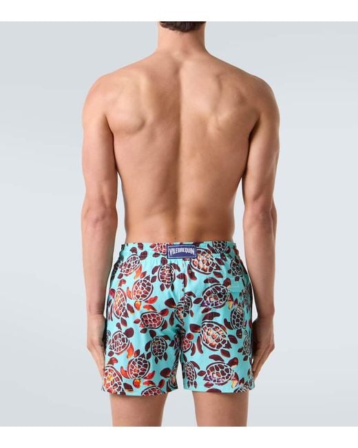 Vilebrequin Blue Moorise Printed Swim Trunks for men