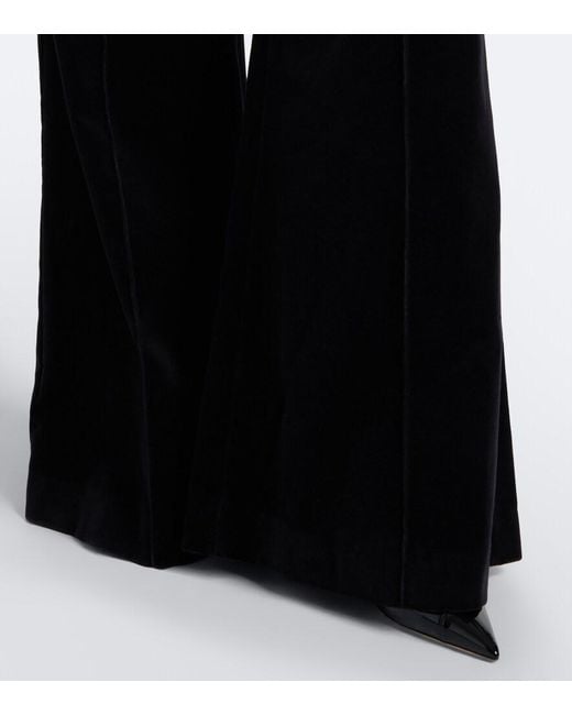 Costarellos Black Avice Cotton Velvet Flared Pants