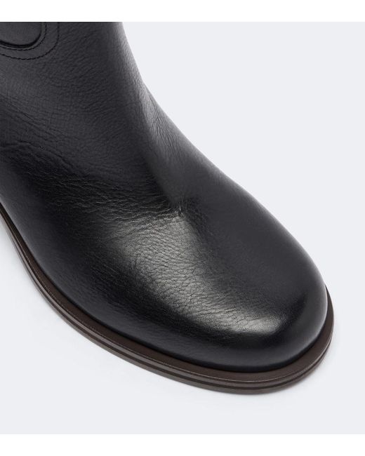 Brunello Cucinelli Black Monili Leather Ankle Boots