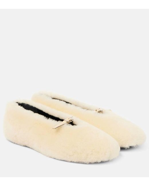 Proenza Schouler Natural Tee Shearling Mary Jane Flats