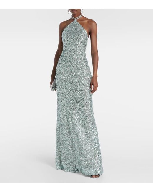 Vestido De Fiesta Poseidon Con Lentejuelas ‎Taller Marmo de color Green