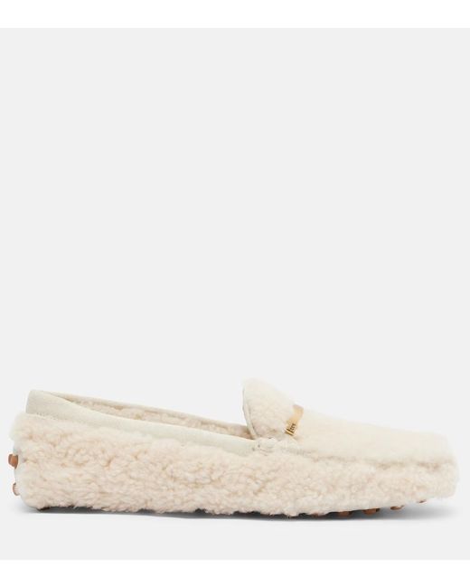 Tod's Natural Gommino Suede-Trimmed Driving Shoes