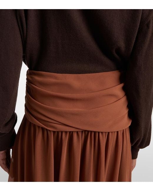 JACQUES WEI Brown Draped Asymmetric Maxi Skirt
