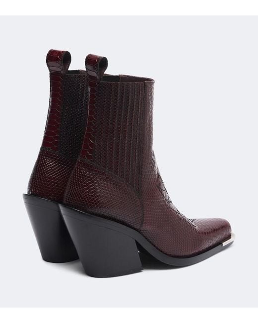 Rabanne Brown Snake-Effect Leather Cowboy Boots