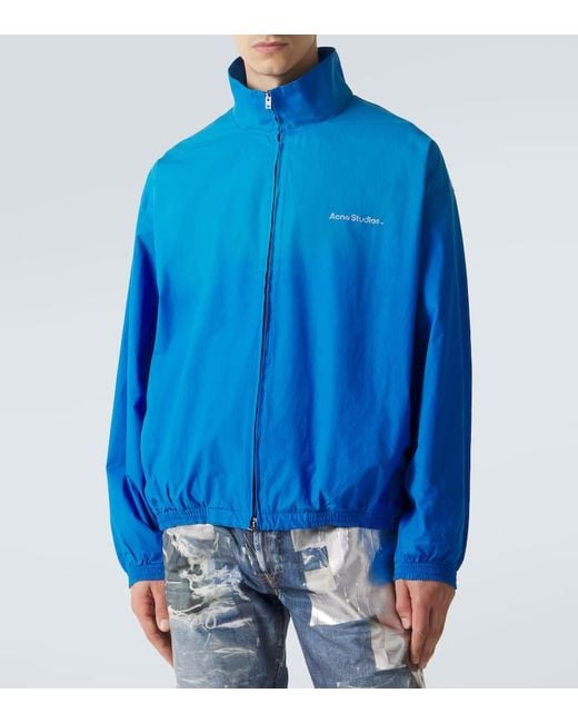 Acne Blue Olando Logo-print Cotton-poplin Jacket for men