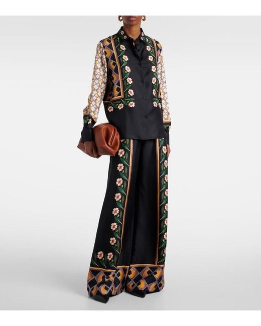 LaDoubleJ Black Dazed Placee Silk Twill Palazzo Pants