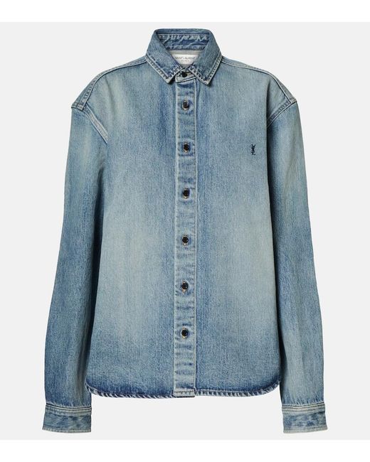 Saint Laurent Blue Cassandre Denim Shirt