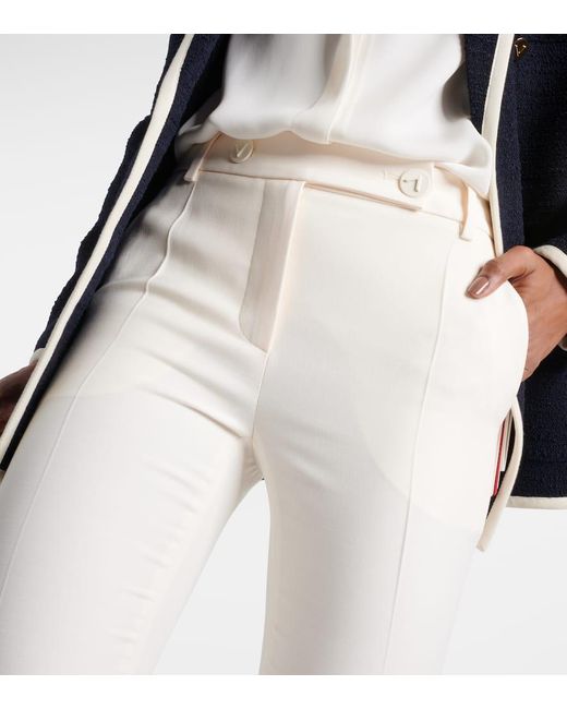 Pantalones rectos de Crepe Couture de tiro medio Valentino de color Natural