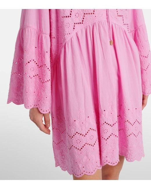 Melissa Odabash Pink Bestickter Kaftan Sebenna Aus Baumwolle
