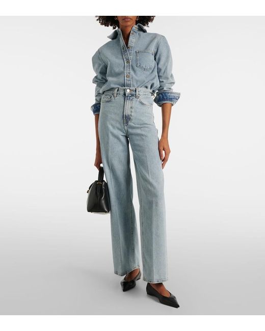 Totême Blue High-Rise Wide-Leg Jeans
