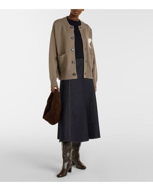 AMI Natural Ami De Cour Wool And Cotton Cardigan