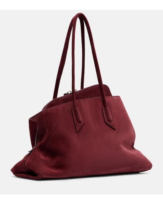 The Attico Red La Passeggiata Medium Suede Tote Bag