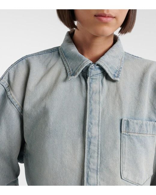 Balenciaga Blue Cropped Denim Shirt