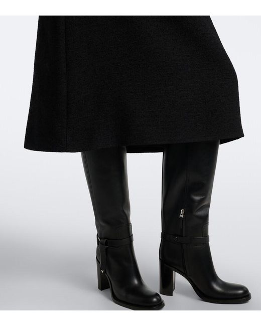 Fendi Black Wool-Blend Boucle Midi Skirt