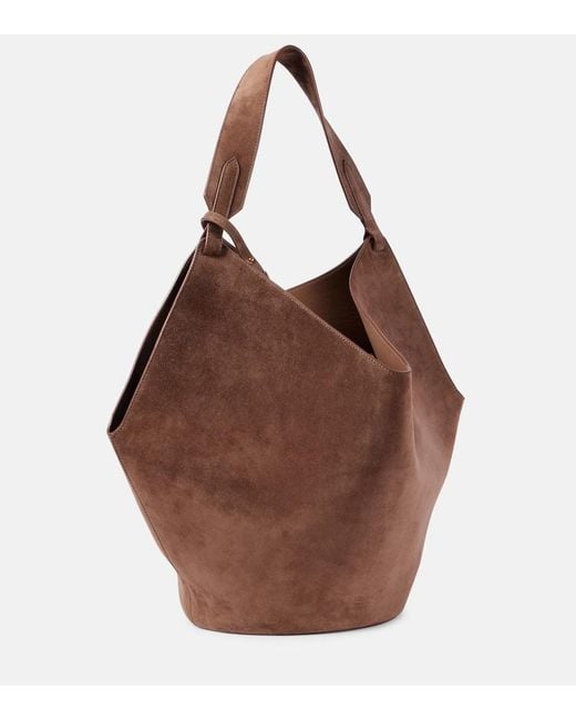 Khaite Brown Tote Lotus Medium Aus Veloursleder
