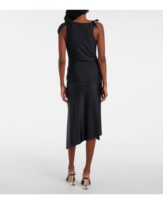 Coperni Black Floral-Applique Asymmetric Top