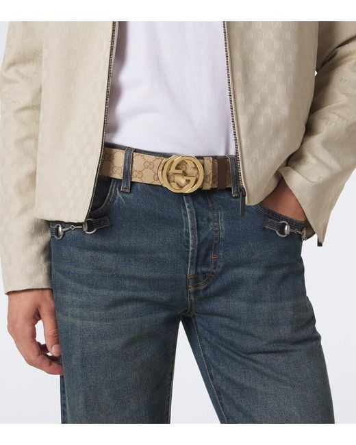 Gucci Natural Gg Canvas Reversible Belt for men