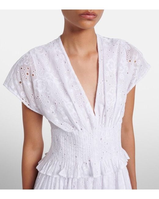 Tory Burch White Broderie Anglaise Cotton Midi Dress